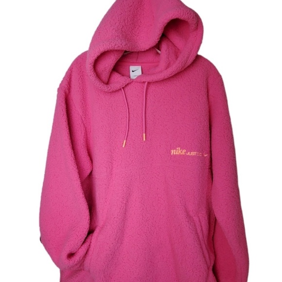 NIKE FLEECE HOODIE LARGE/OVERSIZED WOMENS  THERMA FIT COZY PINK NWT 2POCKET - Picture 3 of 9